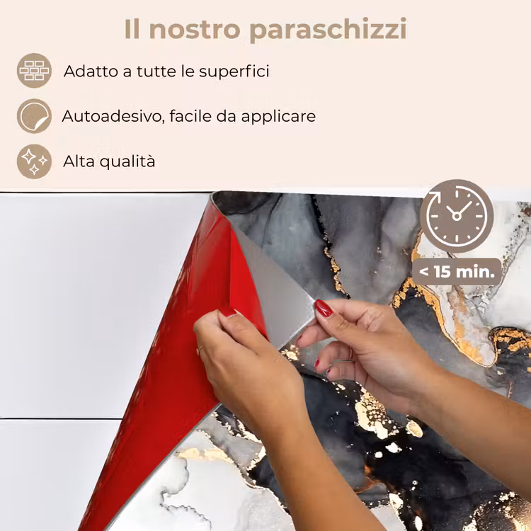 Paraschizzi cucina - Marmo - Nero - Bianco - Oro - Lusso - Astratto — 4