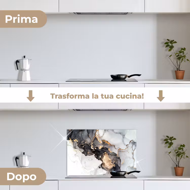Paraschizzi cucina - Marmo - Nero - Bianco - Oro - Lusso - Astratto — 7
