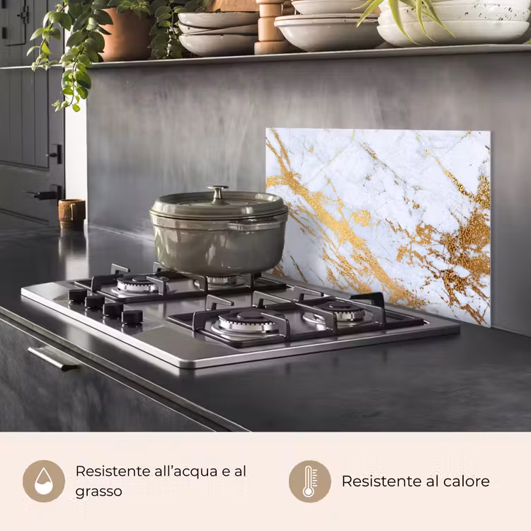 Paraschizzi cucina - Marmo - Oro - Bianco - Luxe - Look marmoreo - Brillantini — 2