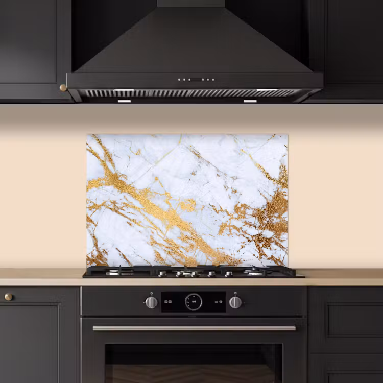 Paraschizzi cucina - Marmo - Oro - Bianco - Luxe - Look marmoreo - Brillantini — 5