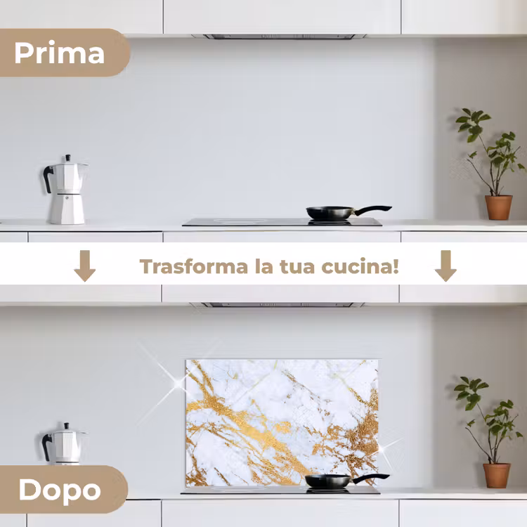 Paraschizzi cucina - Marmo - Oro - Bianco - Luxe - Look marmoreo - Brillantini — 7