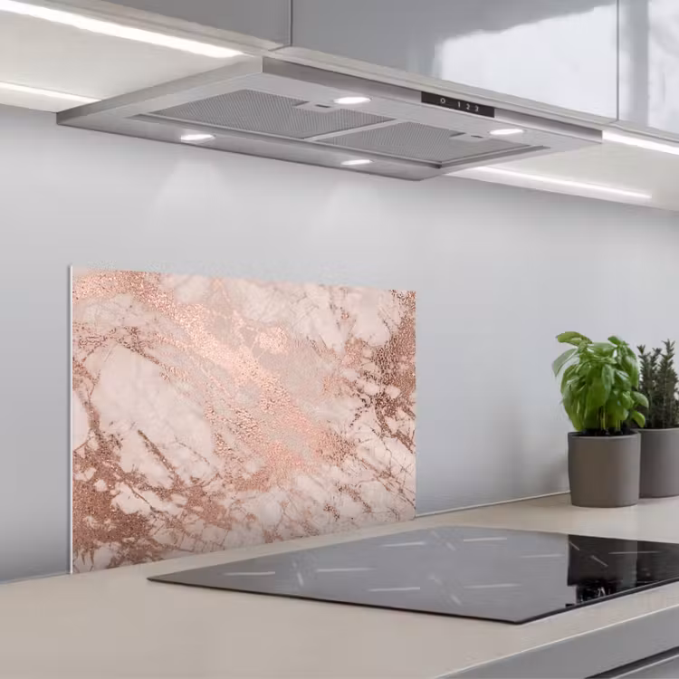 Paraschizzi cucina - Marmo - Rosa - Lusso - Look marmoreo - Glitter - Design — 1