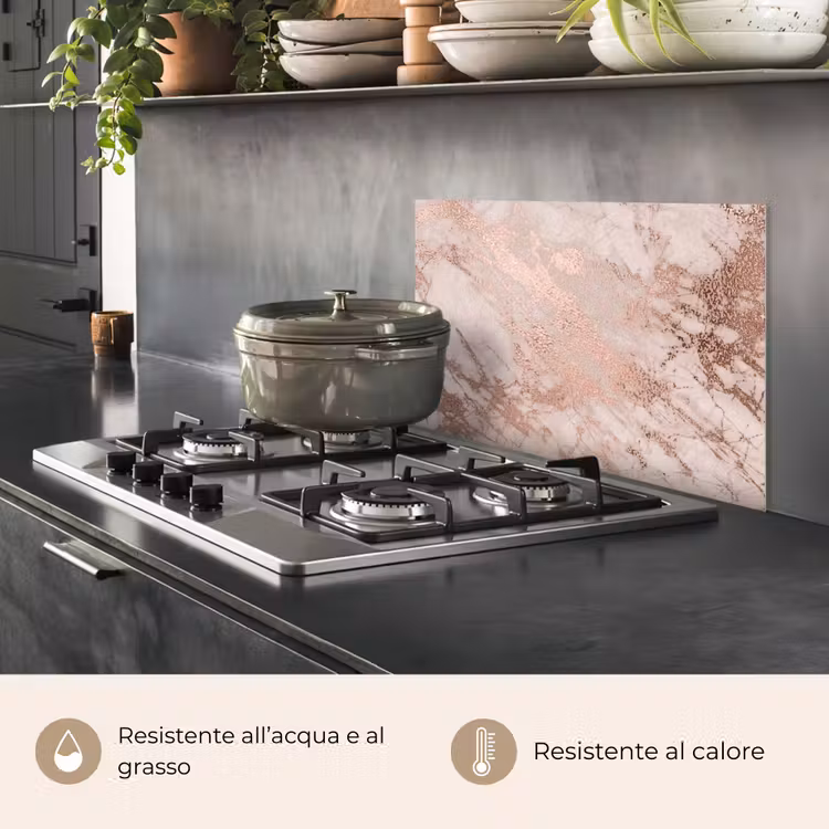 Paraschizzi cucina - Marmo - Rosa - Lusso - Look marmoreo - Glitter - Design — 2