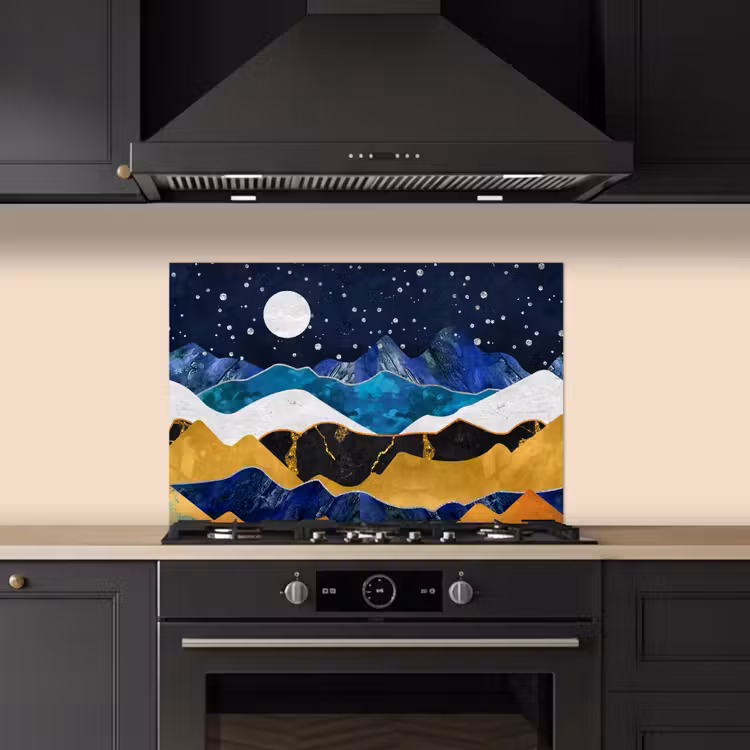 Paraschizzi cucina - Notte - Oro - Marmo - Astratto - Paesaggio - Montagna — 5