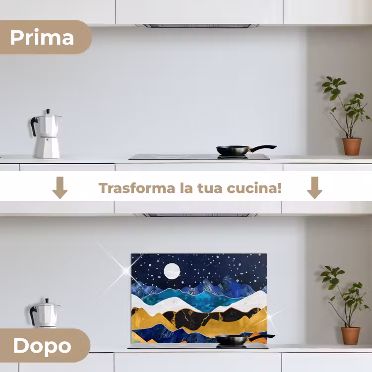 Paraschizzi cucina - Notte - Oro - Marmo - Astratto - Paesaggio - Montagna — 7