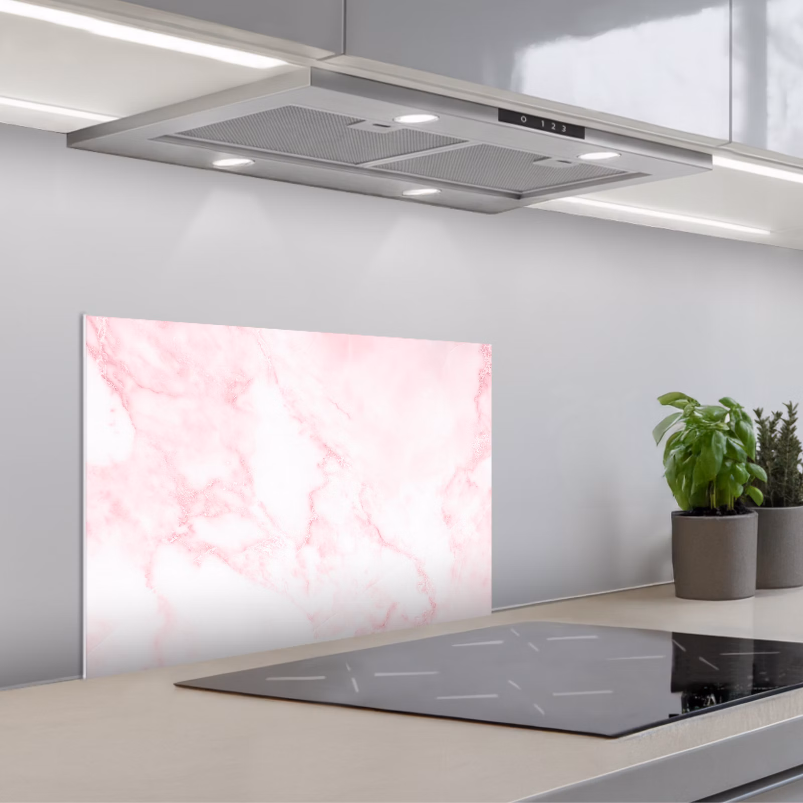 Paraschizzi cucina - Marmo - Bianco - Rosa - Chic - Look marmoreo — 1