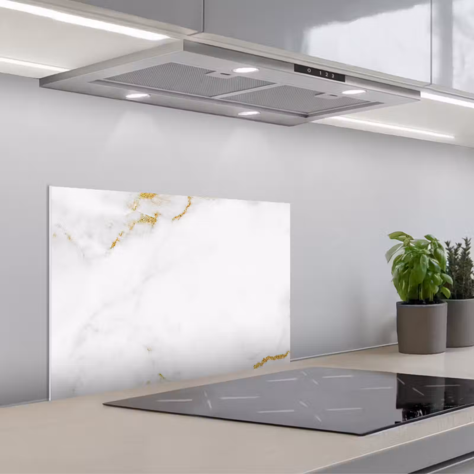 Paraschizzi cucina - Marmo - Oro - Bianco - Lusso — 1