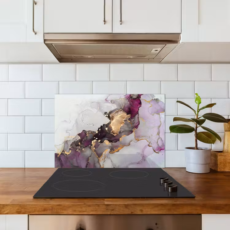 Paraschizzi cucina - Marmo - Astratto - Oro - Viola — 3