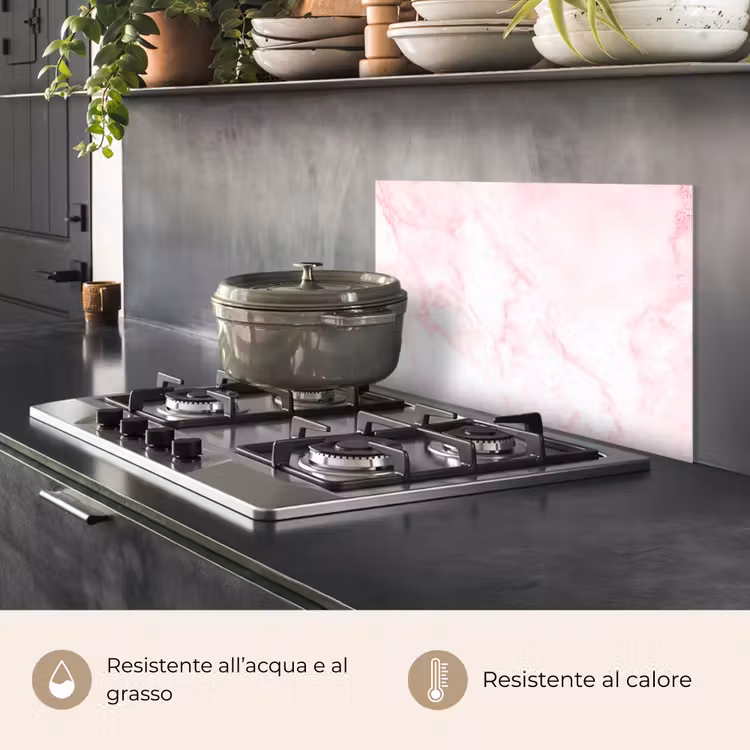 Paraschizzi cucina - Marmo - Bianco - Rosa - Chic - Look marmoreo — 2