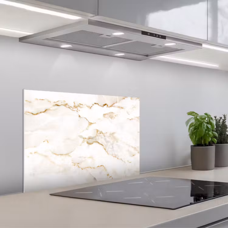 Paraschizzi cucina - Marmo - Lime - Oro - Lusso - Aspetto marmo - Bianco — 1