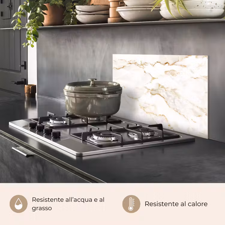 Paraschizzi cucina - Marmo - Lime - Oro - Lusso - Aspetto marmo - Bianco — 2