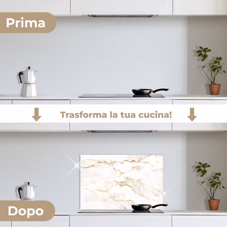 Paraschizzi cucina - Marmo - Lime - Oro - Lusso - Aspetto marmo - Bianco — 7