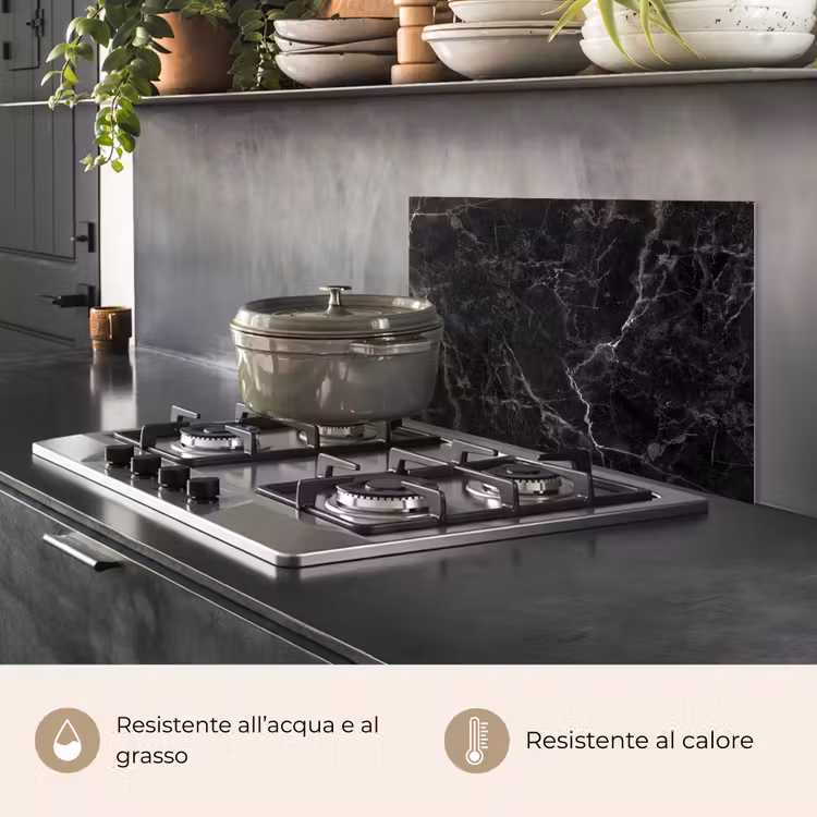 Paraschizzi cucina - Marmo - Nero - Bianco - Texture - Aspetto marmo — 2