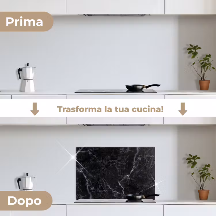 Paraschizzi cucina - Marmo - Nero - Bianco - Texture - Aspetto marmo — 7