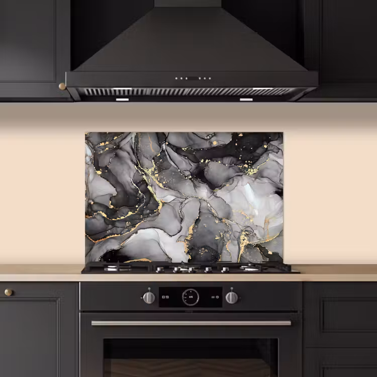 Paraschizzi cucina - Marmo - Nero - Oro - Grigio — 5