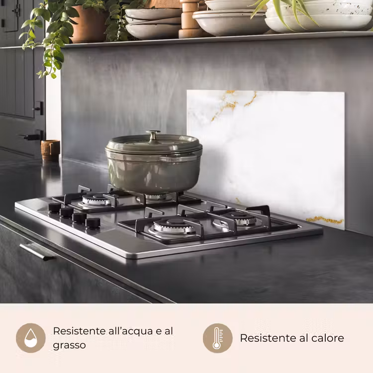 Paraschizzi cucina - Marmo - Oro - Bianco - Lusso — 2