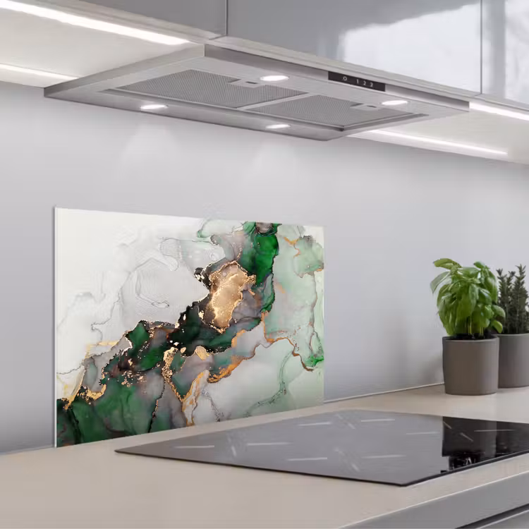 Paraschizzi cucina - Marmo - Oro - Verde - Lusso — 1