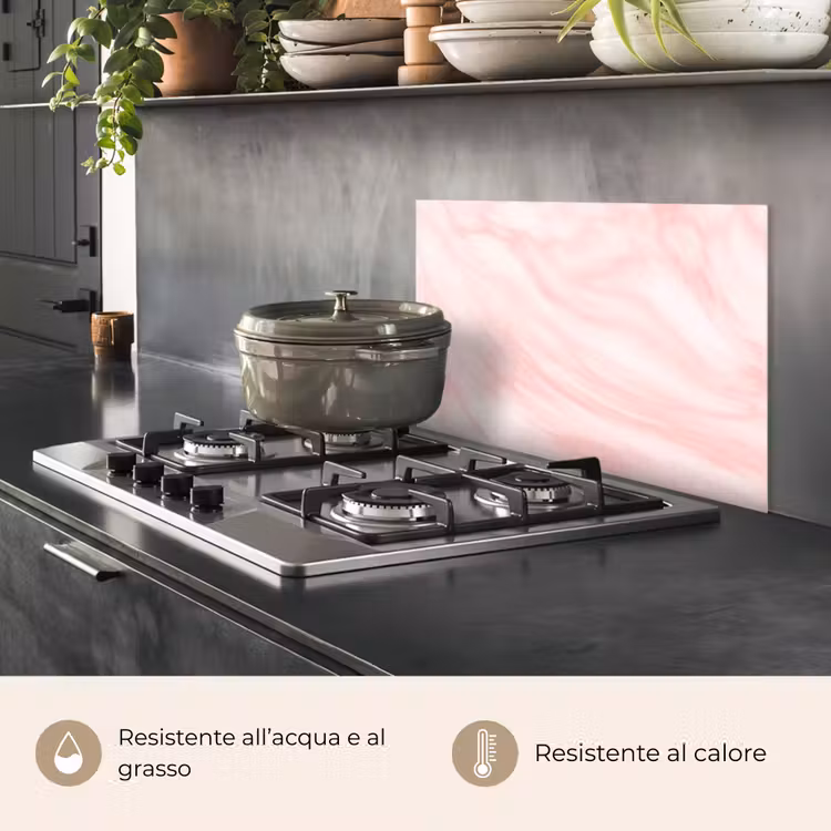 Paraschizzi cucina - Marmo - Rosa - Bianco - Lusso - Look marmoreo — 2