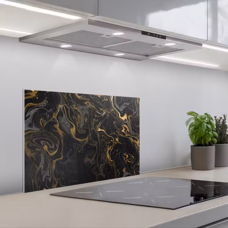 Paraschizzi cucina - Marmo - Texture - Grigio - Oro - Look marmoreo - Lusso — 1
