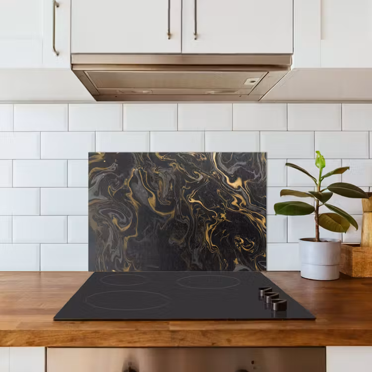 Paraschizzi cucina - Marmo - Texture - Grigio - Oro - Look marmoreo - Lusso — 3