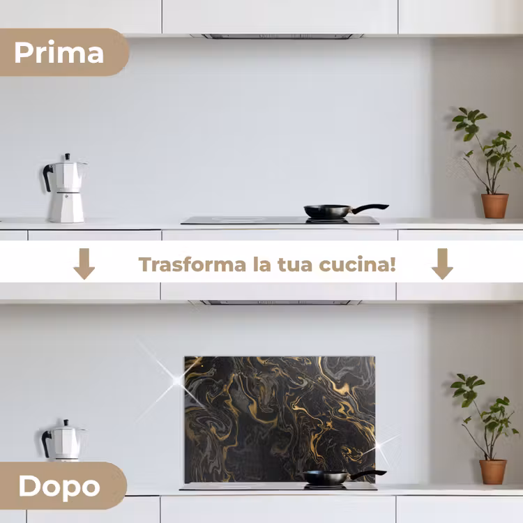 Paraschizzi cucina - Marmo - Texture - Grigio - Oro - Look marmoreo - Lusso — 7