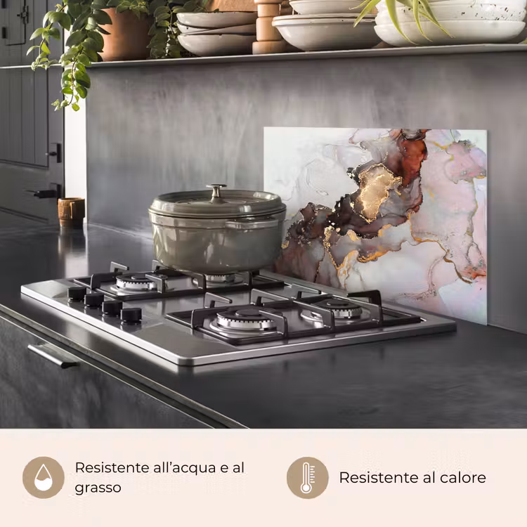 Paraschizzi cucina - Rosso - Marmo - Oro — 2