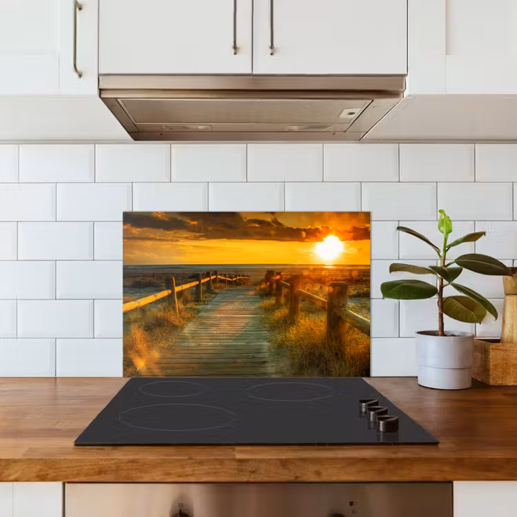 Paraschizzi cucina - Sole - Spiaggia - Duna - Orizzonte - Erba - Sentiero - Arancione — 3