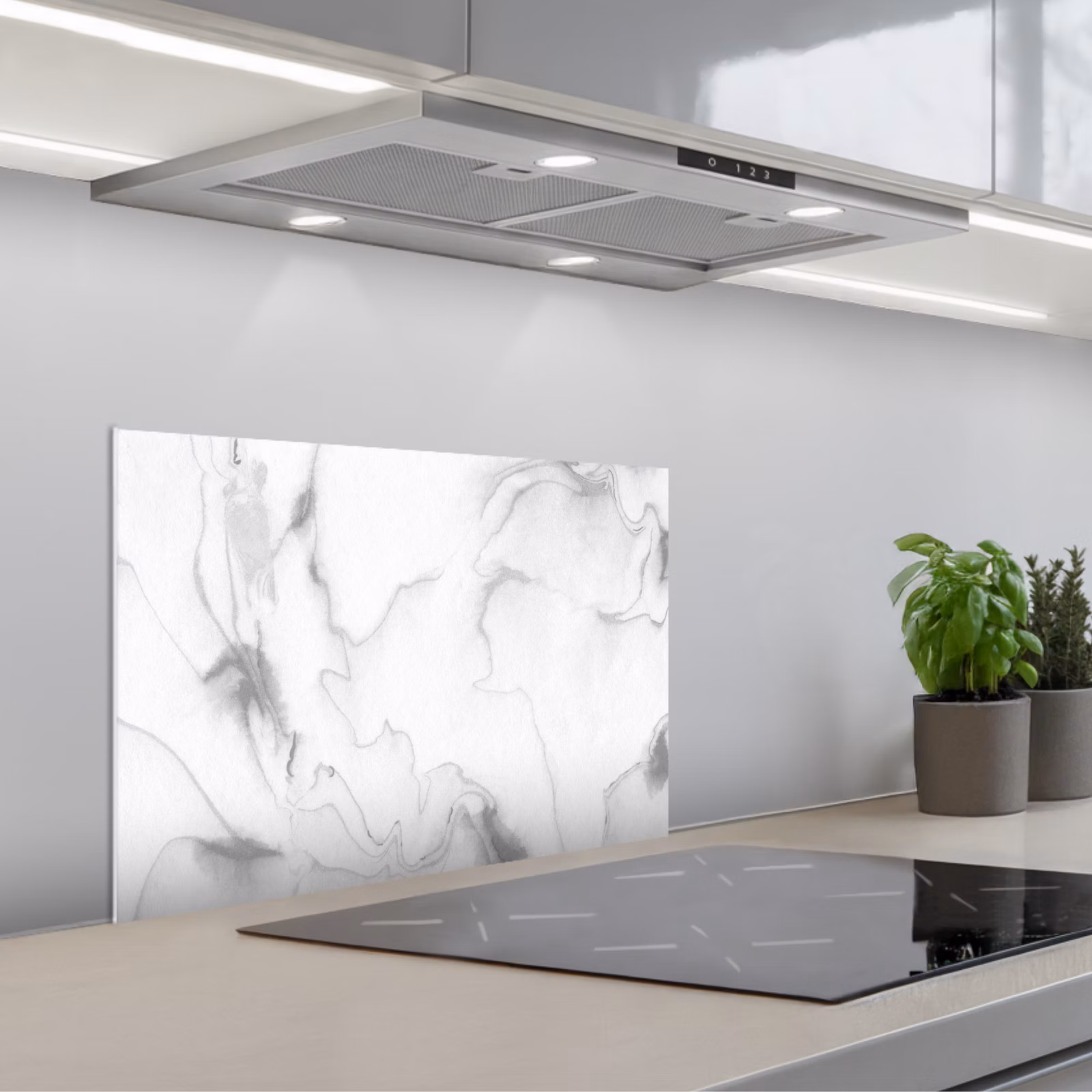 Paraschizzi cucina - Marmo - Grigio - Bianco - Astratto - Look marmoreo — 1