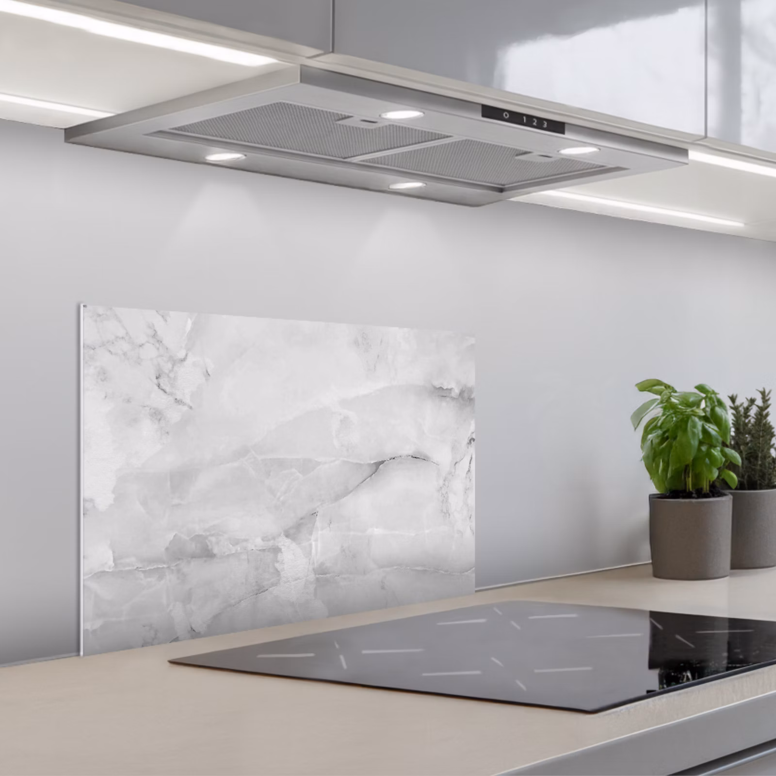 Paraschizzi cucina - Marmo - Pietra - Bianco - Grigio - Aspetto marmo — 1