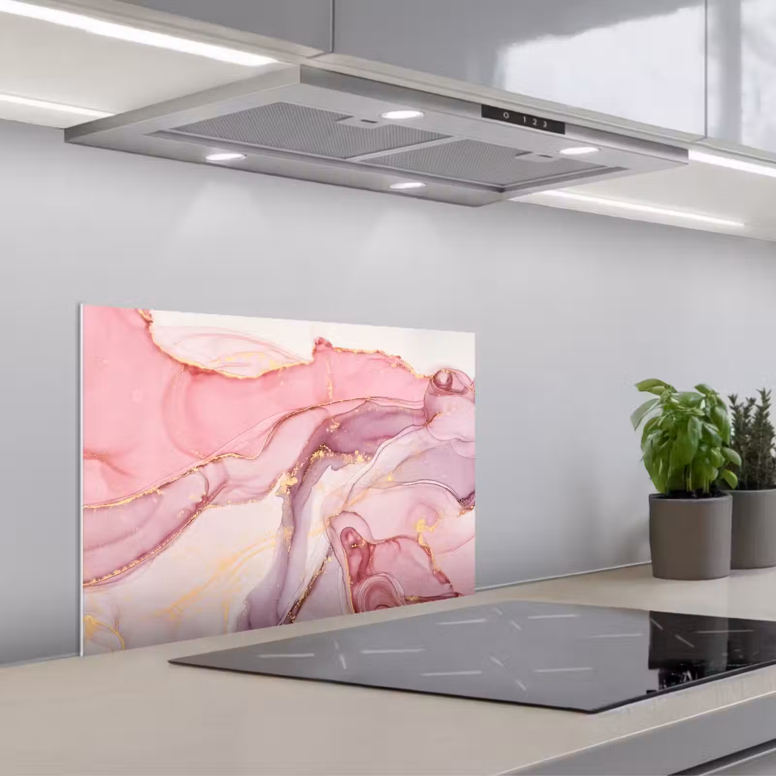 Paraschizzi cucina - Oro - Marmo - Rosa — 1