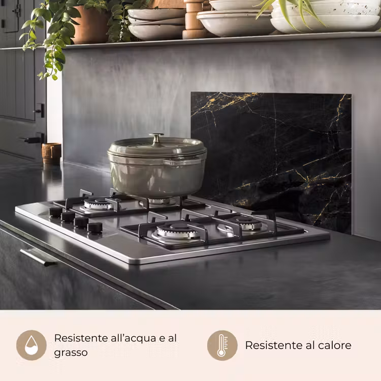 Paraschizzi cucina - Aspetto del marmo - Lusso - Nero - Oro — 2