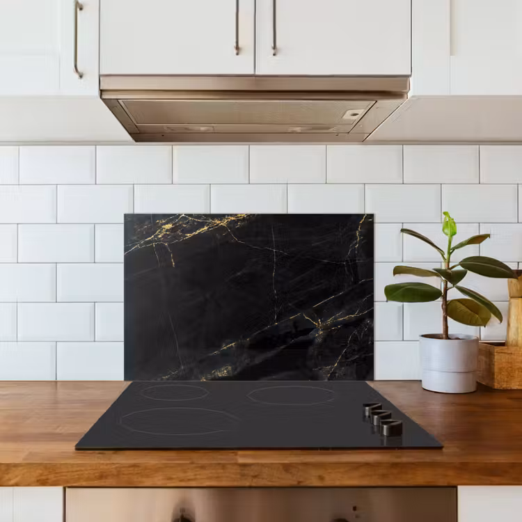 Paraschizzi cucina - Aspetto del marmo - Lusso - Nero - Oro — 3