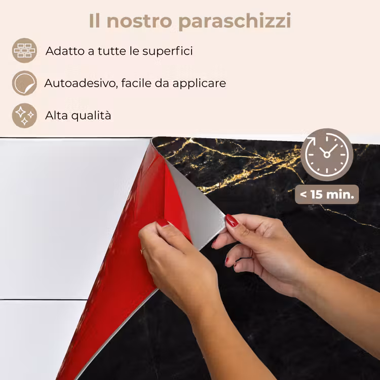 Paraschizzi cucina - Aspetto del marmo - Lusso - Nero - Oro — 4