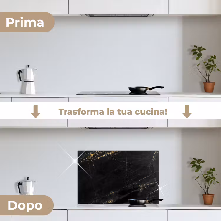 Paraschizzi cucina - Aspetto del marmo - Lusso - Nero - Oro — 7