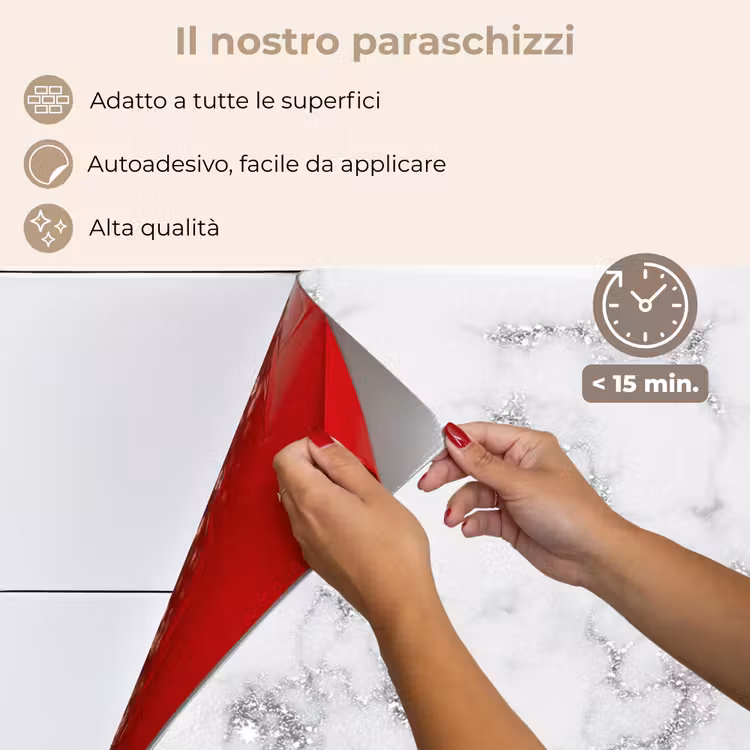 Paraschizzi cucina - Marmo - Bianco - Argento - Glitter - Look marmoreo - Chic — 4
