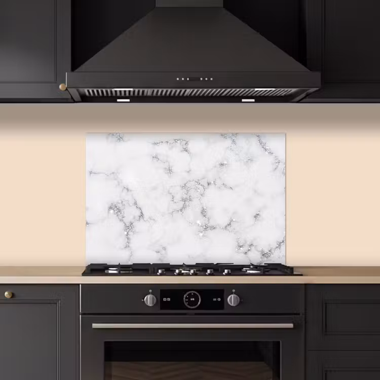 Paraschizzi cucina - Marmo - Bianco - Argento - Glitter - Look marmoreo - Chic — 5