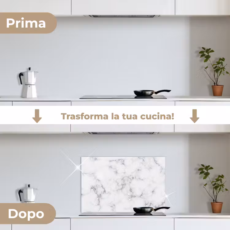 Paraschizzi cucina - Marmo - Bianco - Argento - Glitter - Look marmoreo - Chic — 7