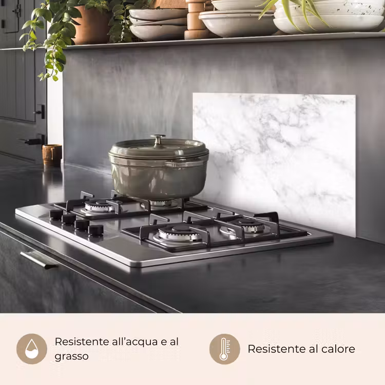 Paraschizzi cucina - Marmo - Bianco - Grigio - Lusso - Aspetto marmo - Pietra — 2