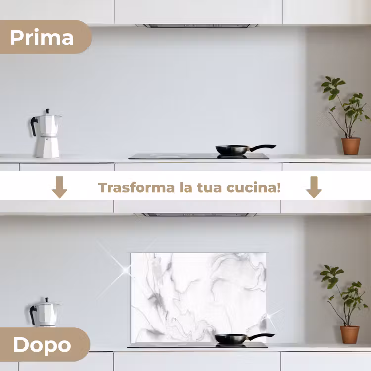 Paraschizzi cucina - Marmo - Grigio - Bianco - Astratto - Look marmoreo — 7