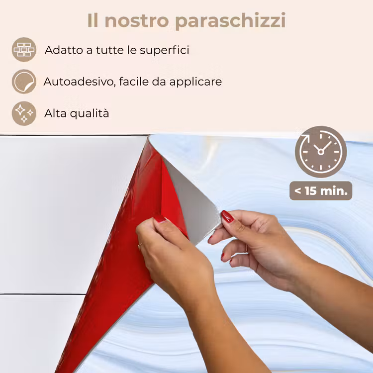 Paraschizzi cucina - Marmo - Onda - Blu - Motivi - Look marmoreo - Pastello — 4