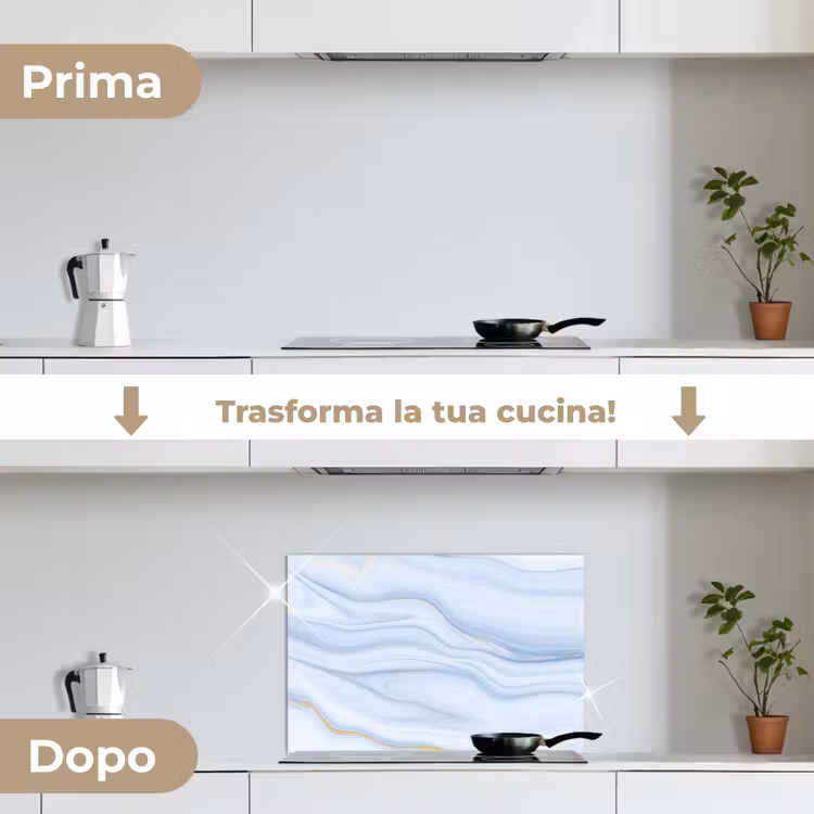 Paraschizzi cucina - Marmo - Onda - Blu - Motivi - Look marmoreo - Pastello — 7