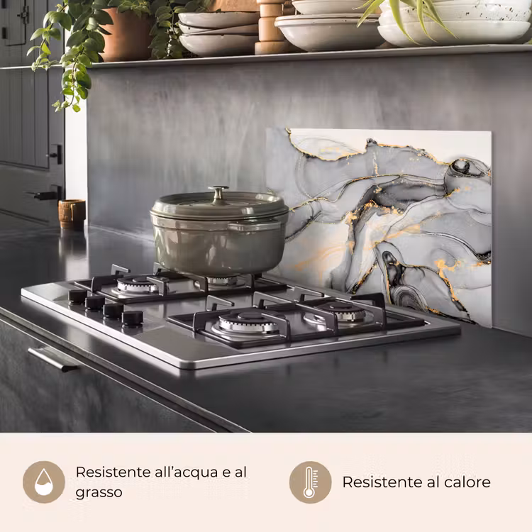Paraschizzi cucina - Marmo - Oro - Grigio — 2