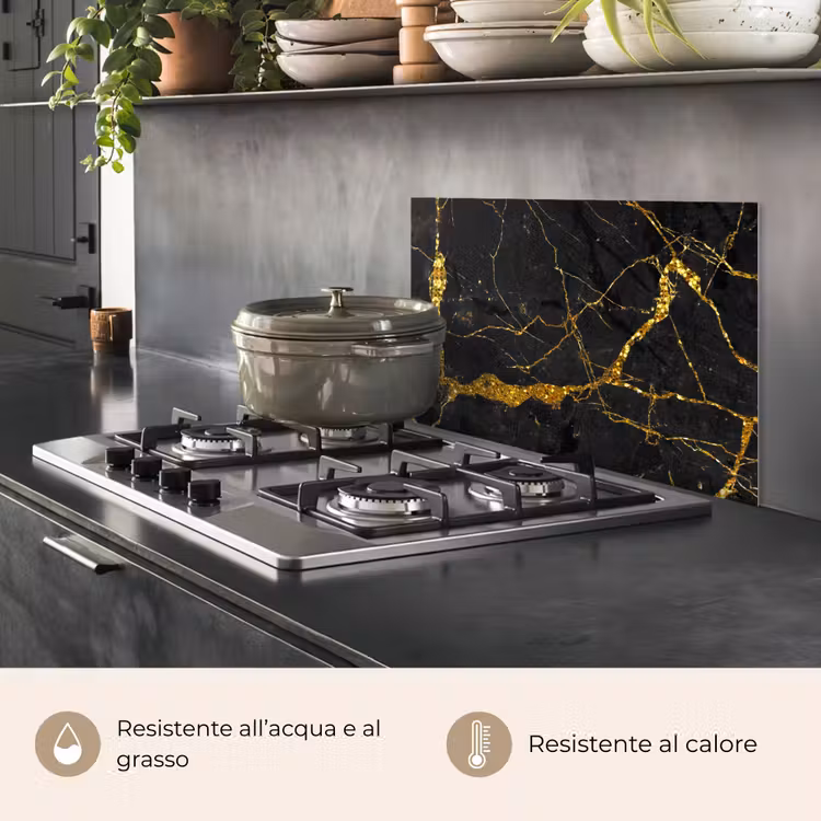 Paraschizzi cucina - Marmo - Oro - Nero - Look marmoreo - Luxe - Glitter — 2