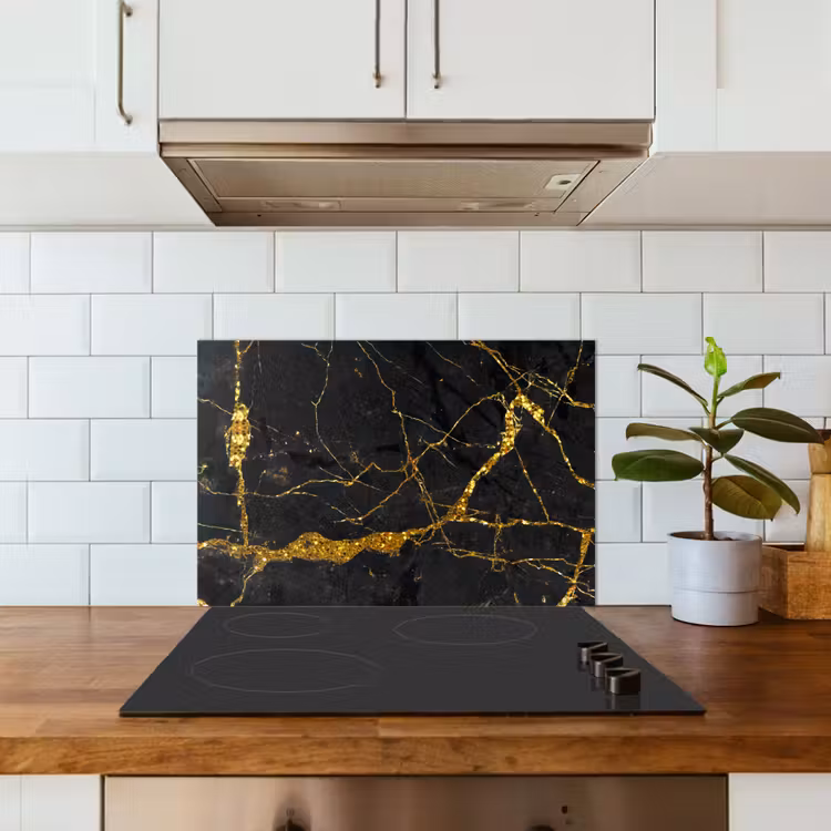 Paraschizzi cucina - Marmo - Oro - Nero - Look marmoreo - Luxe - Glitter — 3