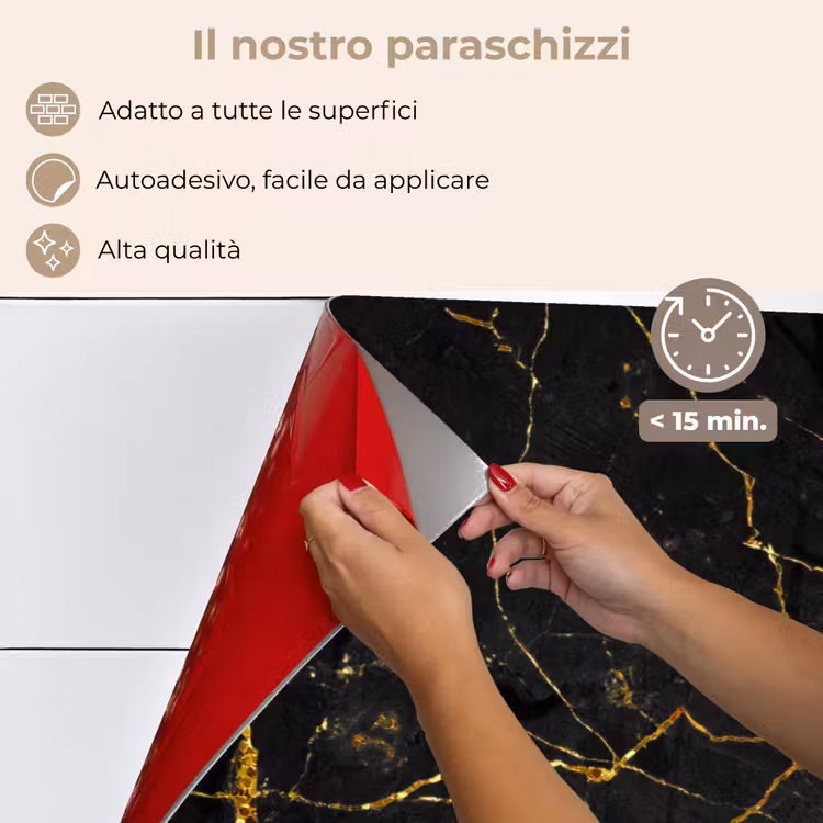 Paraschizzi cucina - Marmo - Oro - Nero - Look marmoreo - Luxe - Glitter — 4