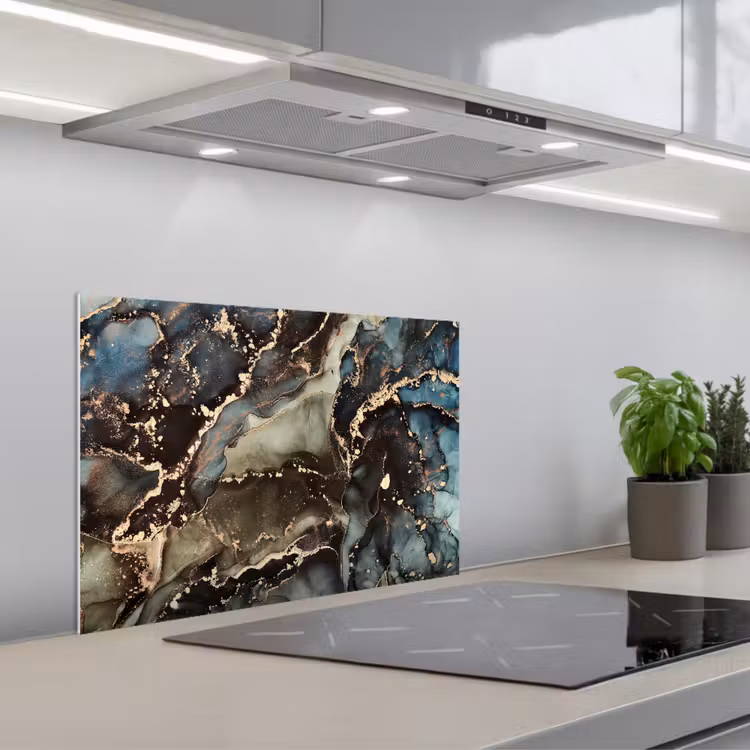 Paraschizzi cucina - Marmo - Oro - Verde — 1