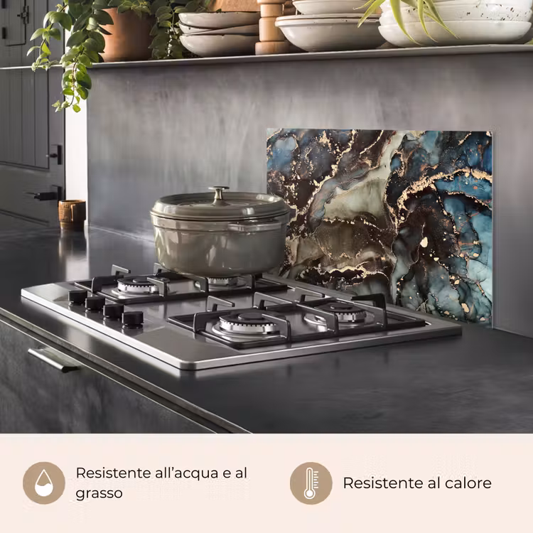Paraschizzi cucina - Marmo - Oro - Verde — 2