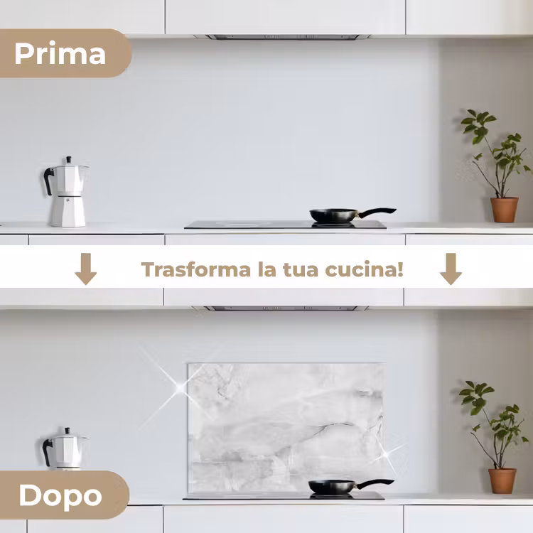 Paraschizzi cucina - Marmo - Pietra - Bianco - Grigio - Aspetto marmo — 7