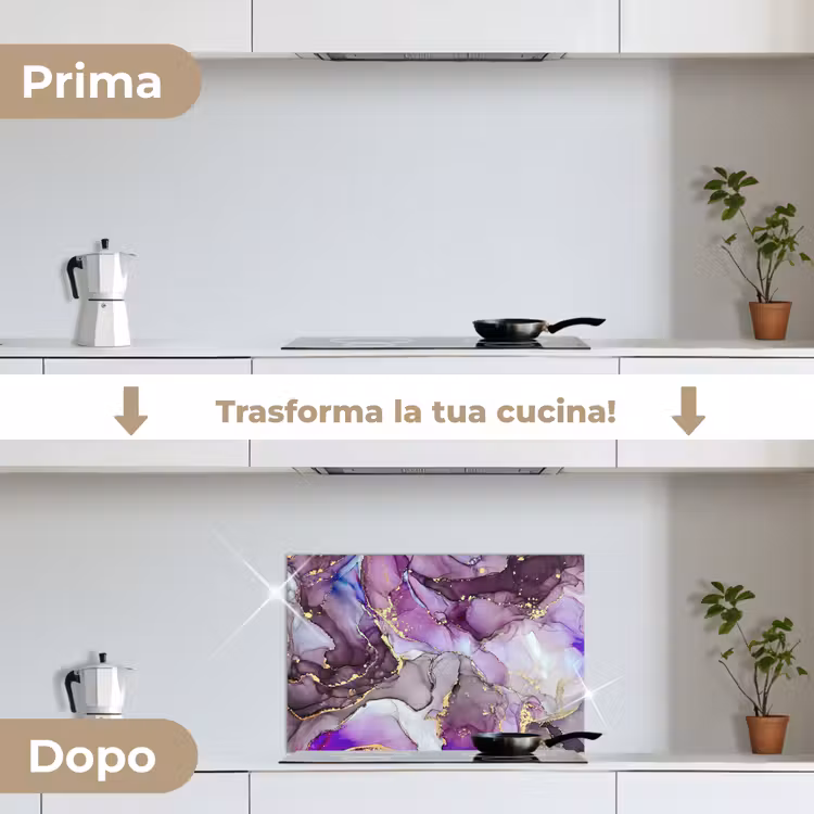 Paraschizzi cucina - Marmo - Rosa - Viola - Oro — 7