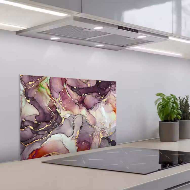 Paraschizzi cucina - Marmo - Rosso - Viola - Oro — 1